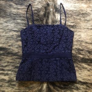 Beth Bowley Navy Lace Overlay Structured Tank